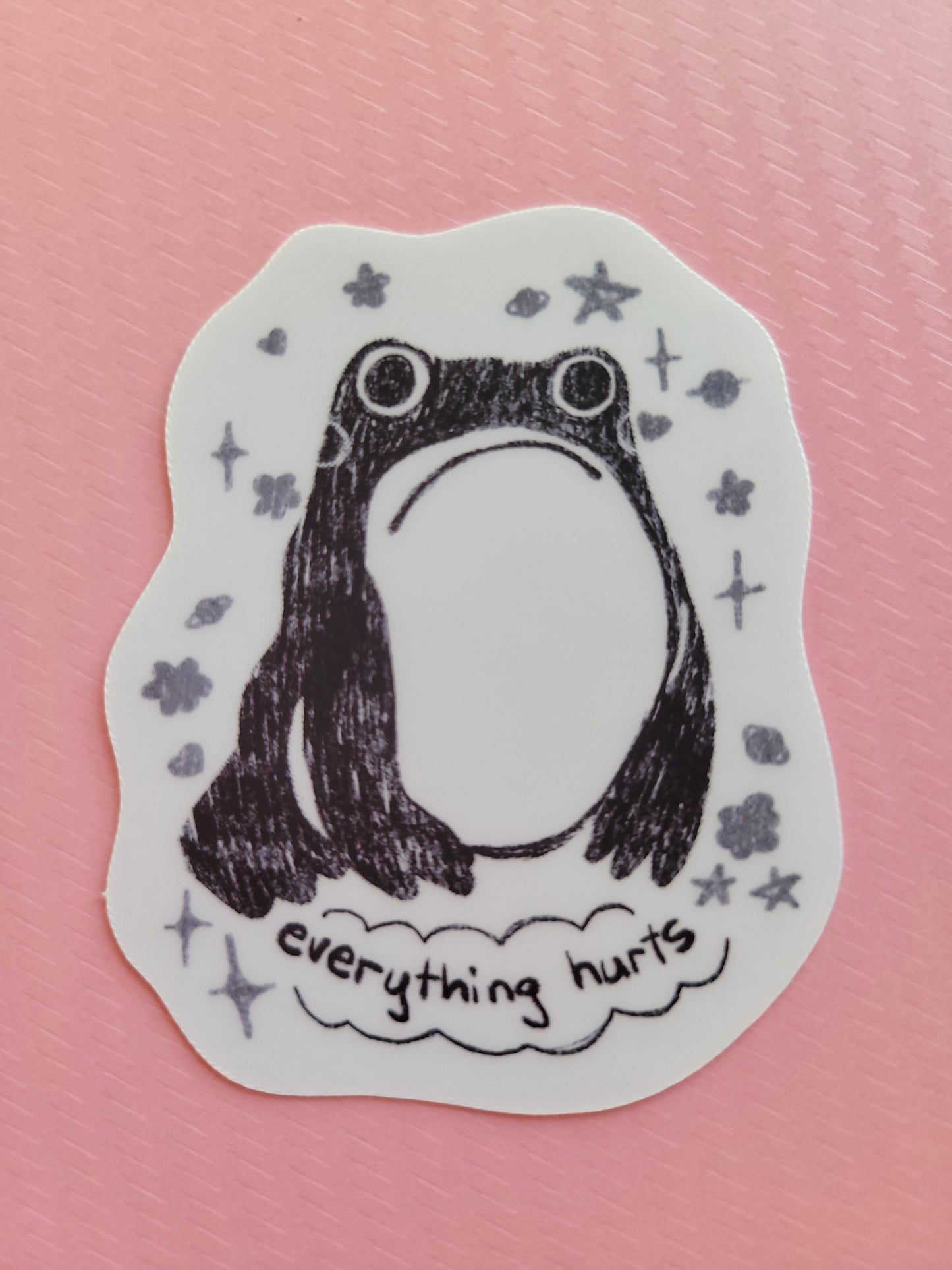 everything hurts frog matte sticker