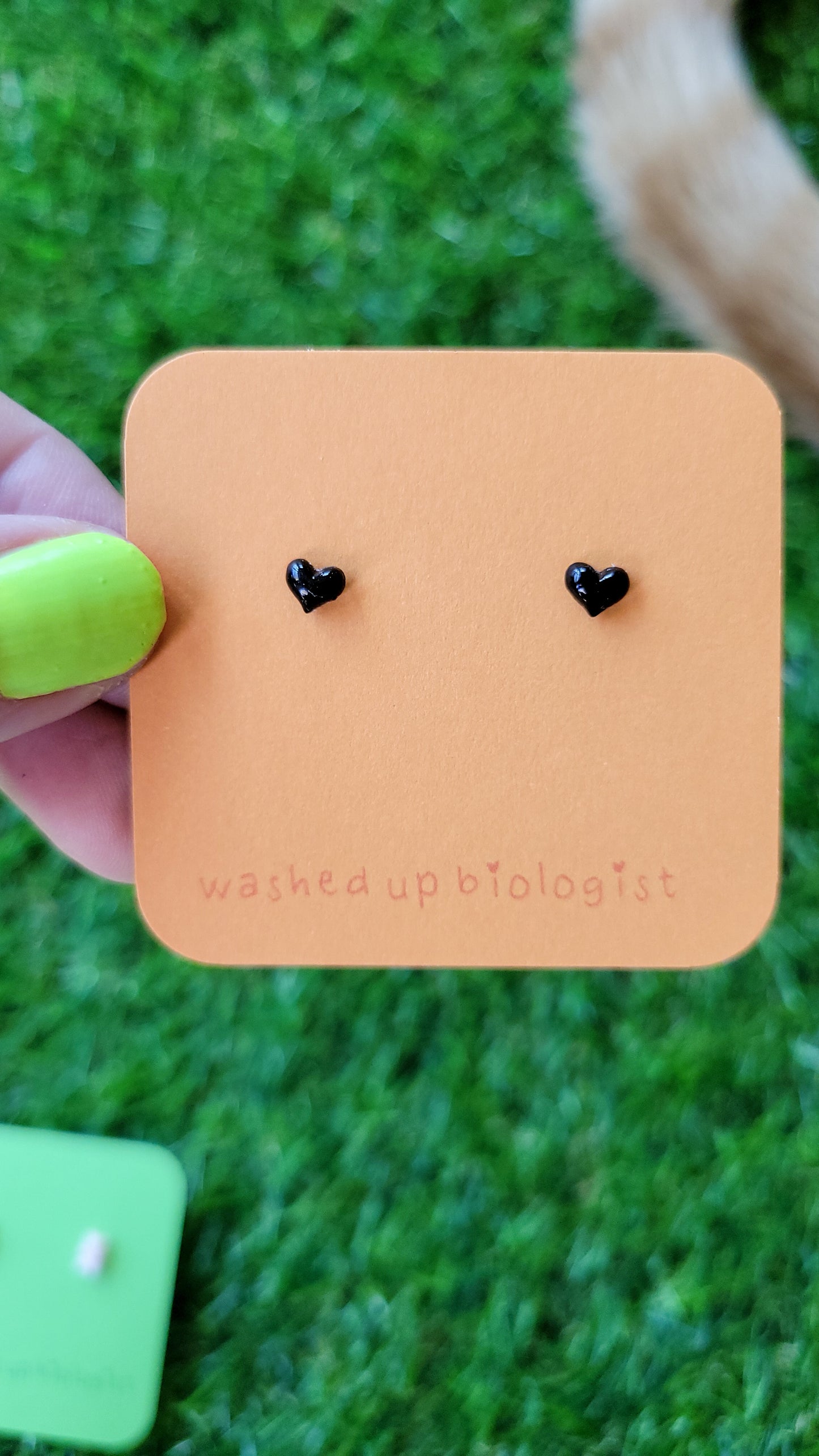 dainty black heart hypoallergenic stud earrings