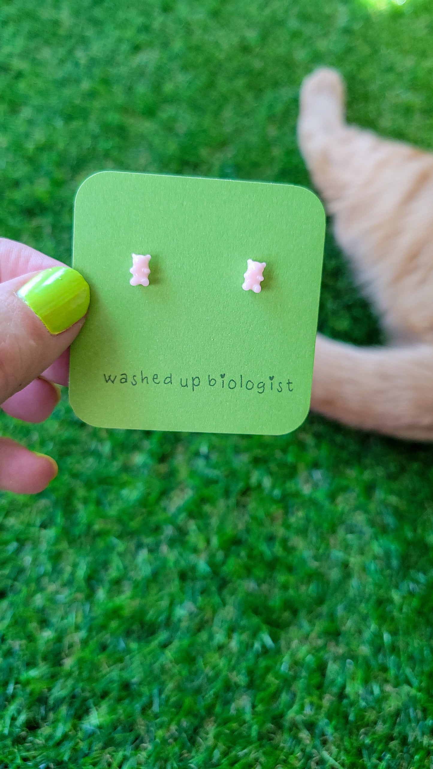 itty bitty pink gummy bears hypoallergenic stud earrings