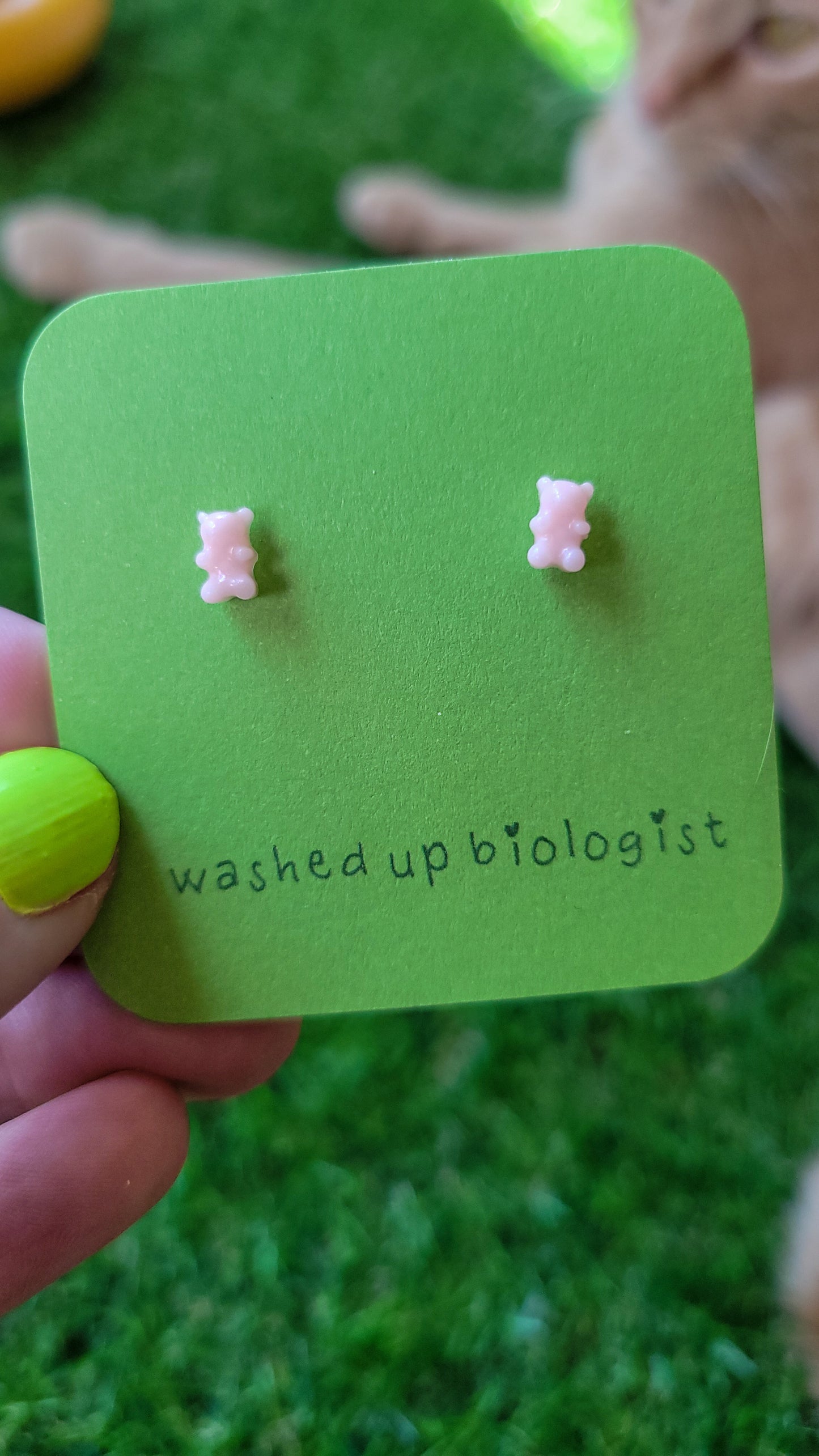 itty bitty pink gummy bears hypoallergenic stud earrings