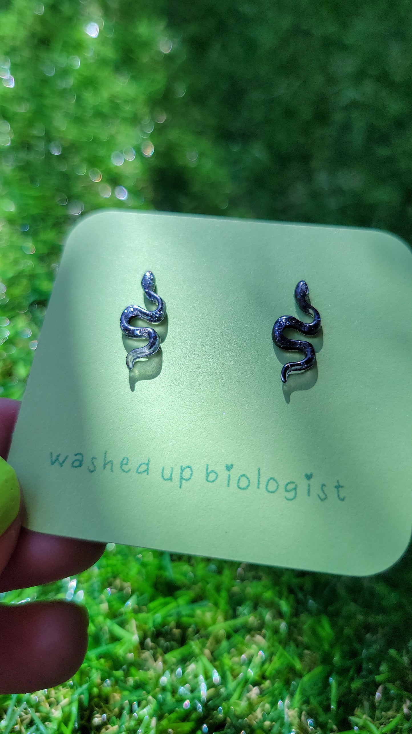 black snakes hypoallergenic stud earrings