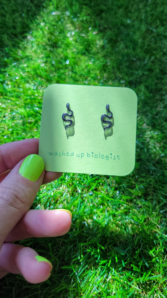 black snakes hypoallergenic stud earrings