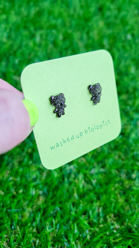 translucent black chibi bear hypoallergenic stud earrings