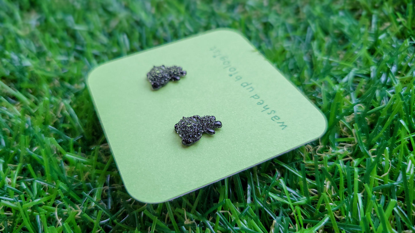 translucent black chibi bear hypoallergenic stud earrings