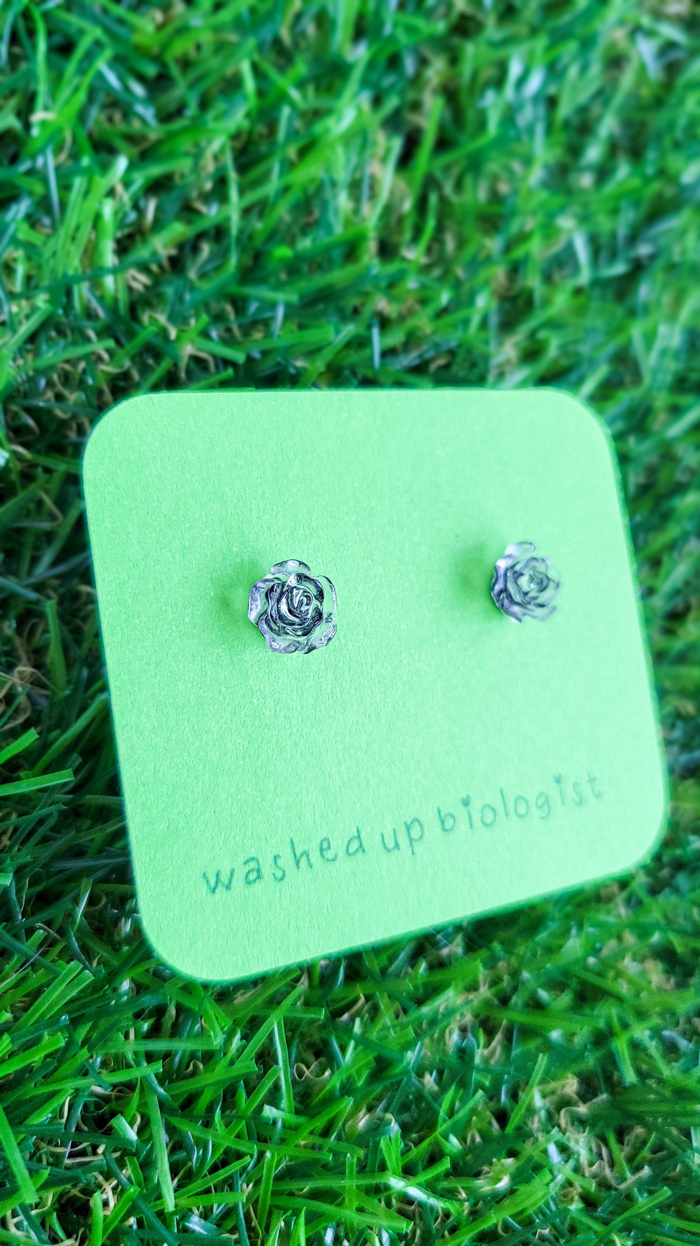 clear and black rose hypoallergenic stud earrings