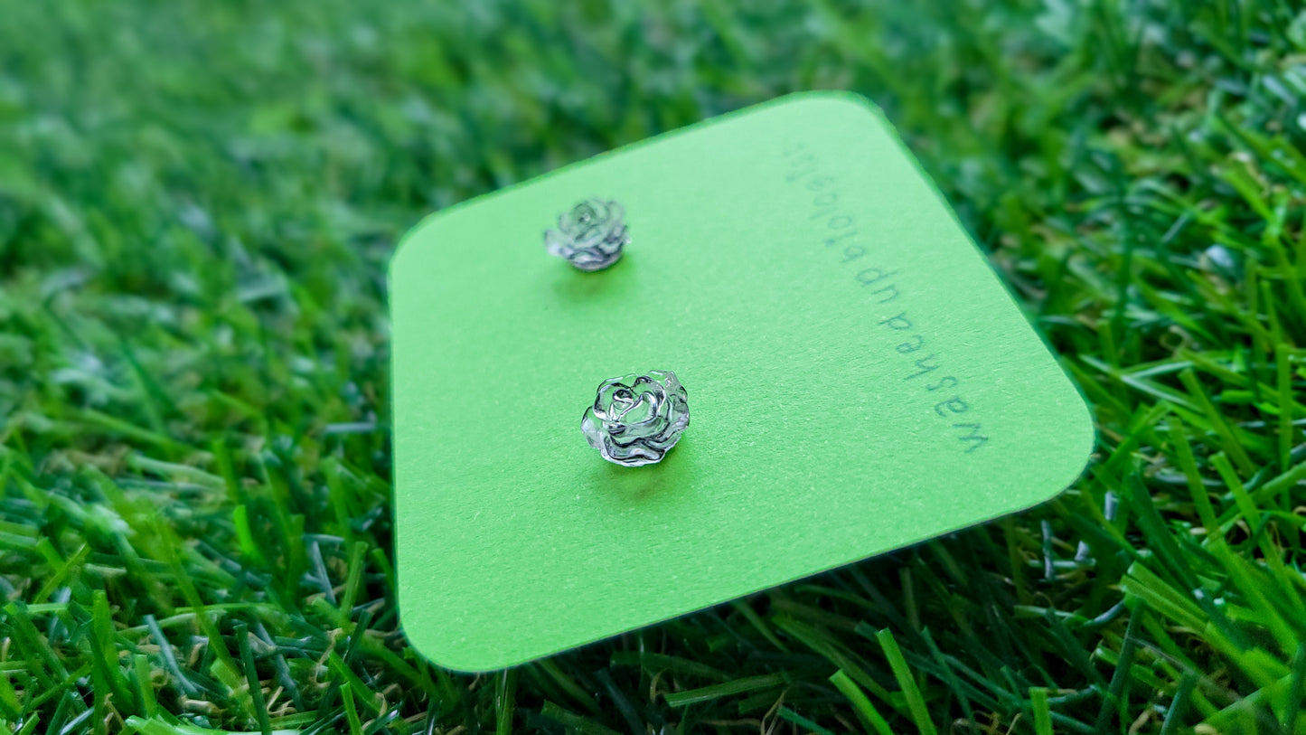 clear and black rose hypoallergenic stud earrings