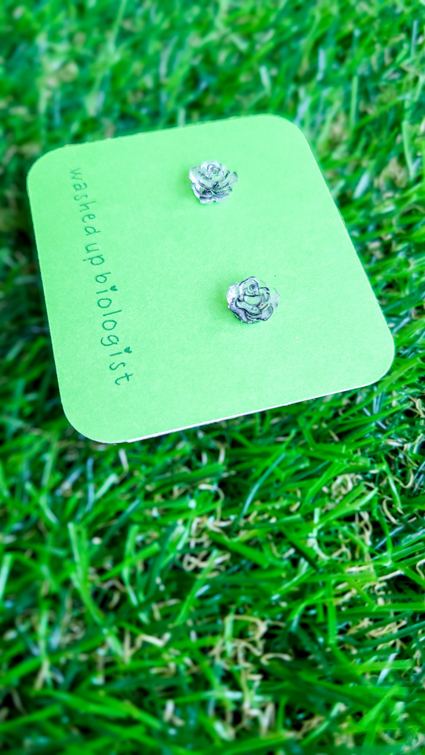 clear and black rose hypoallergenic stud earrings