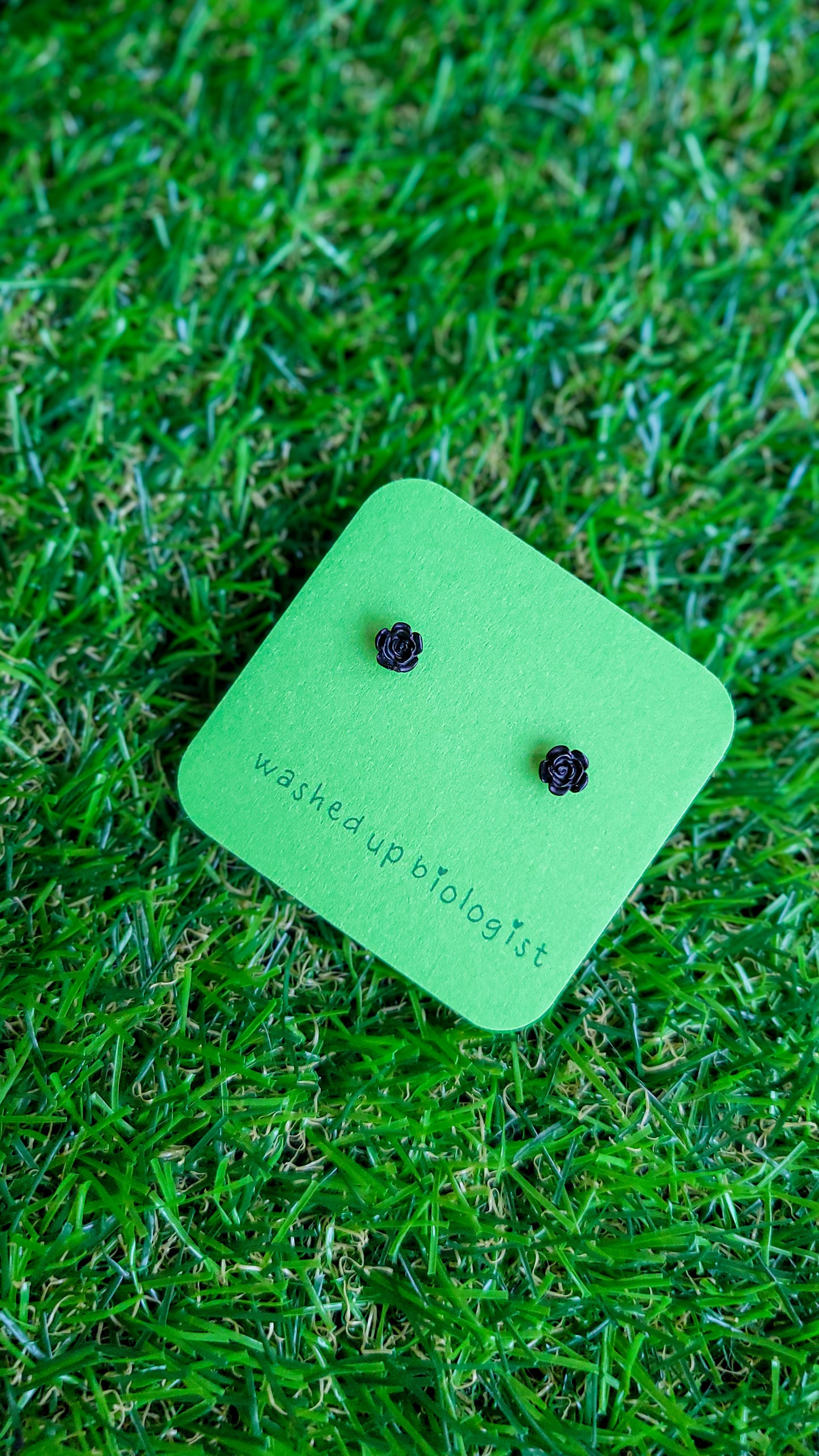 small black rose hypoallergenic stud earrings