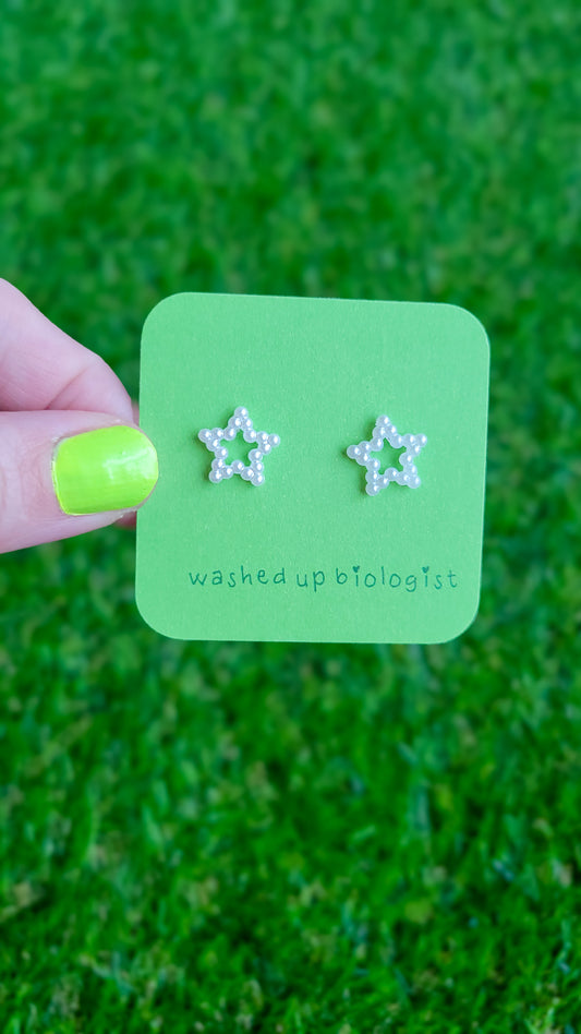 faux pearl stars hypoallergenic stud earrings