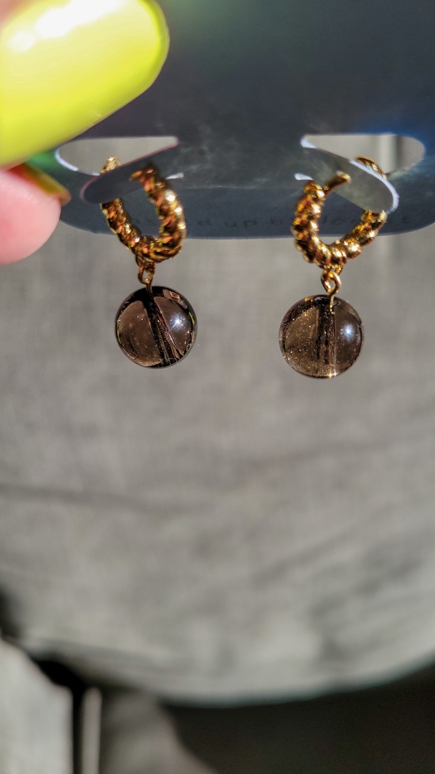 smokey quartz huggies