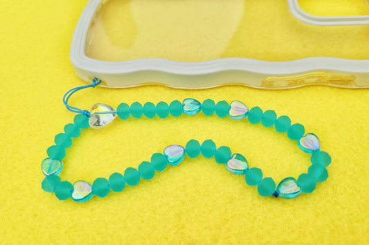 blue glass phone charm strap