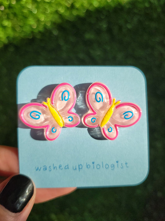 butterflies hypoallergenic stud earrings