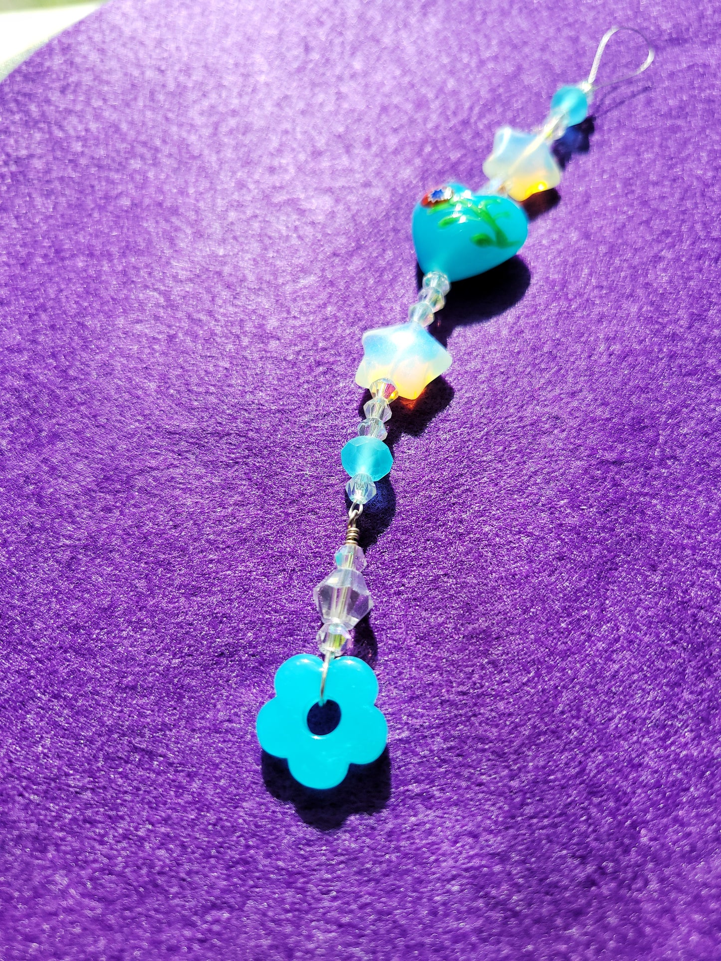 ☀️ blue heart and opalite stars suncatcher ☀️