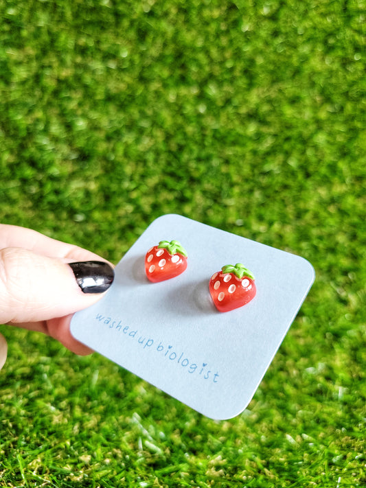 strawberry hypoallergenic stud earrings