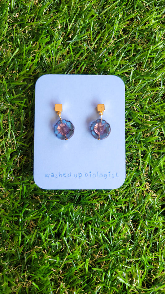 dainty blue Czech glass flowers