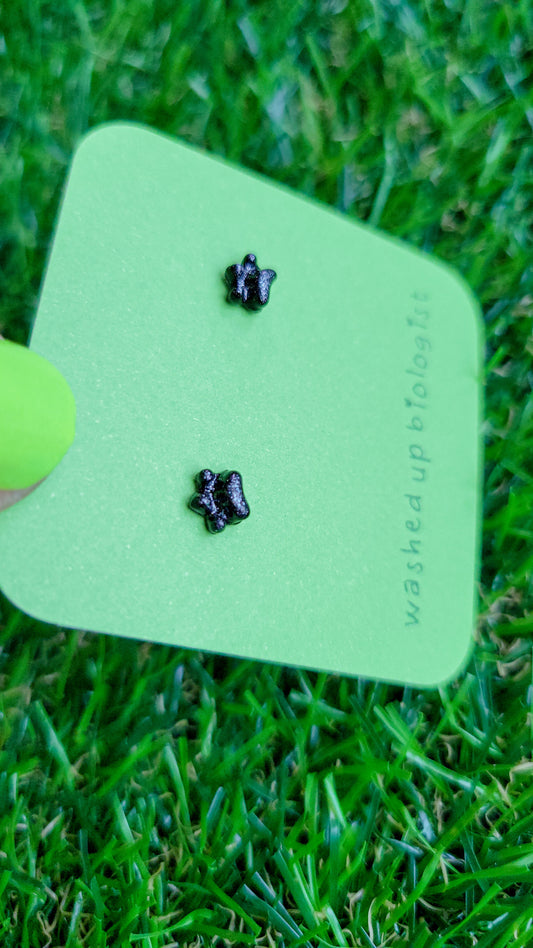 glitter paw print hypoallergenic stud earrings