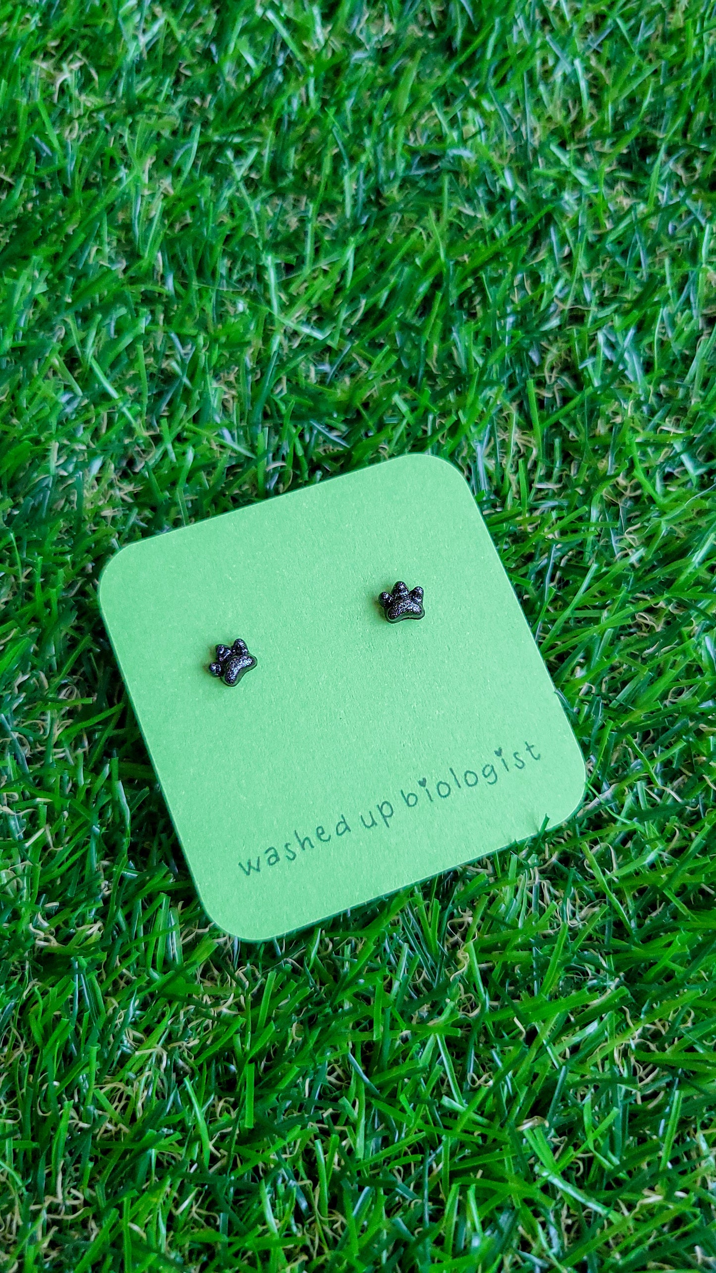 glitter paw print hypoallergenic stud earrings