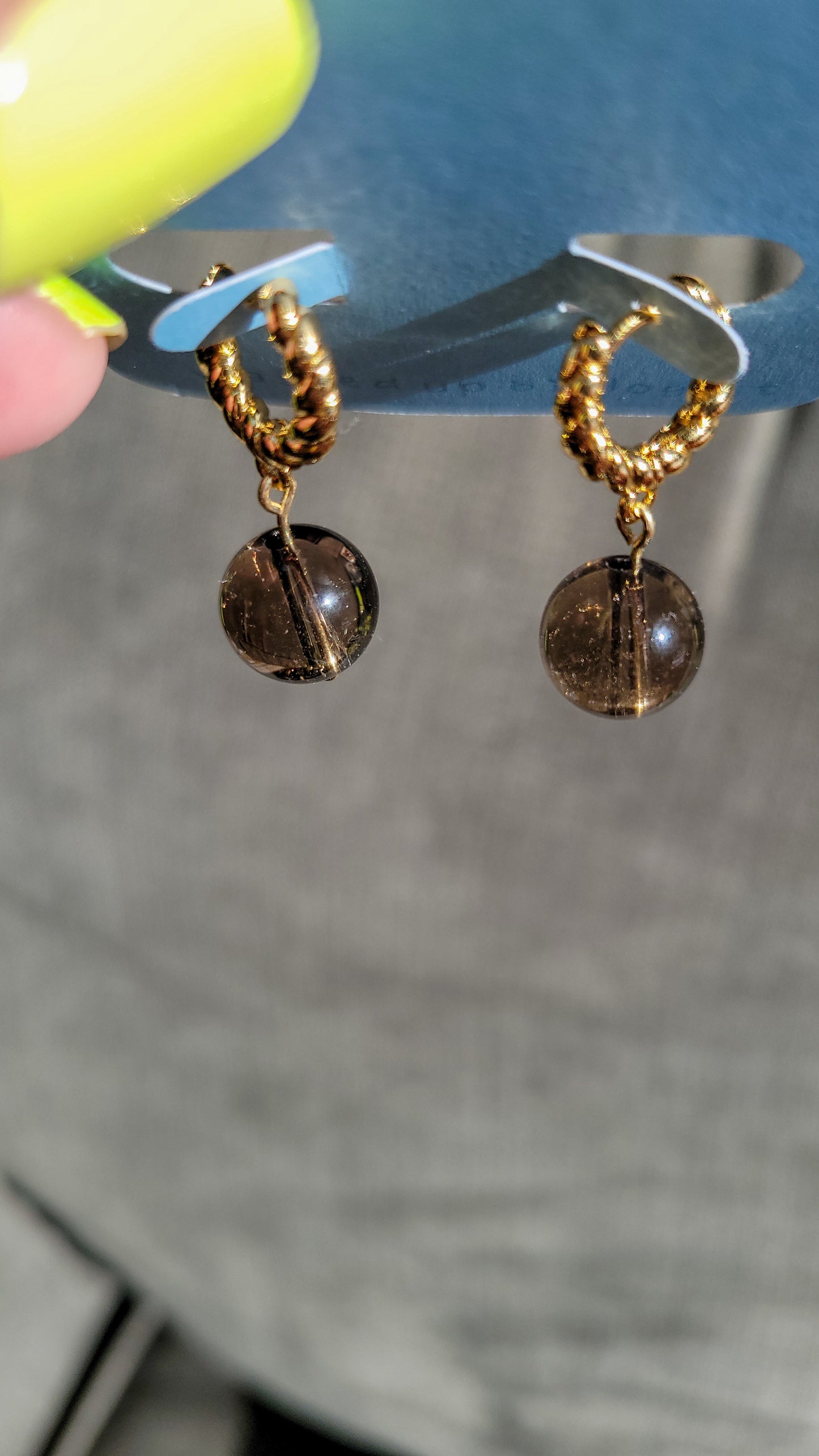 smokey quartz huggies