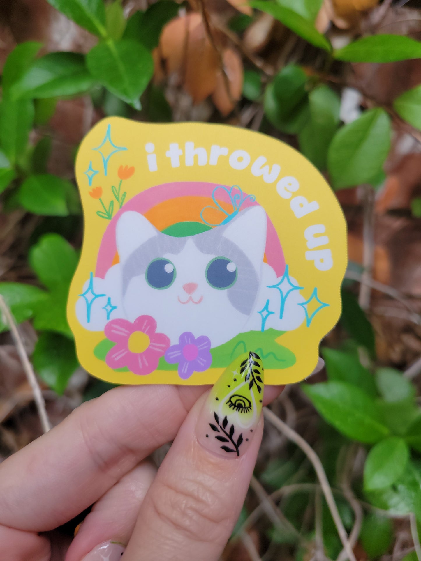 i throwed up matte sticker
