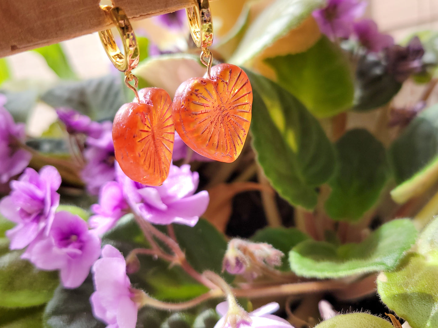 pink Czech glass hearts