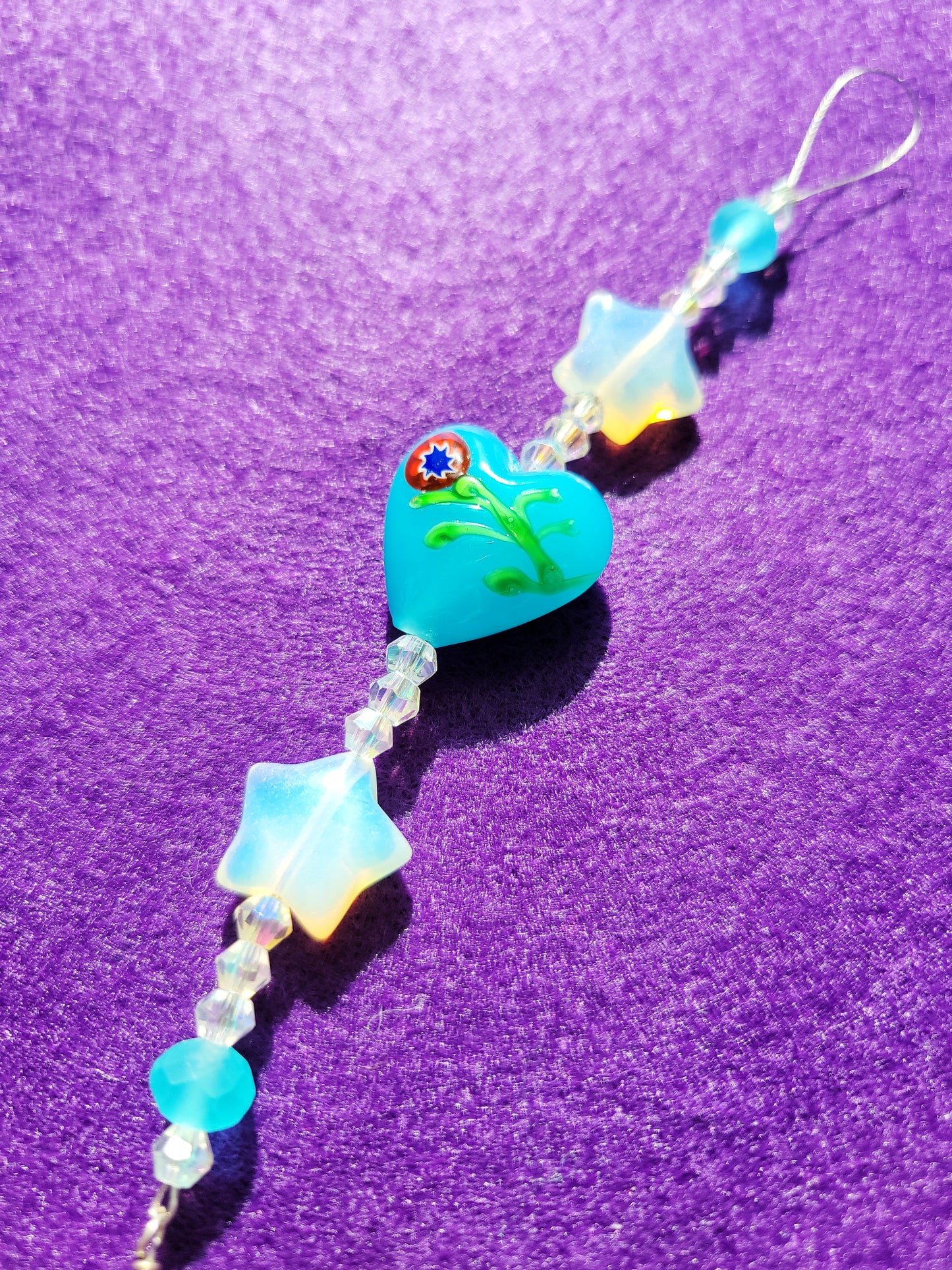 ☀️ blue heart and opalite stars suncatcher ☀️