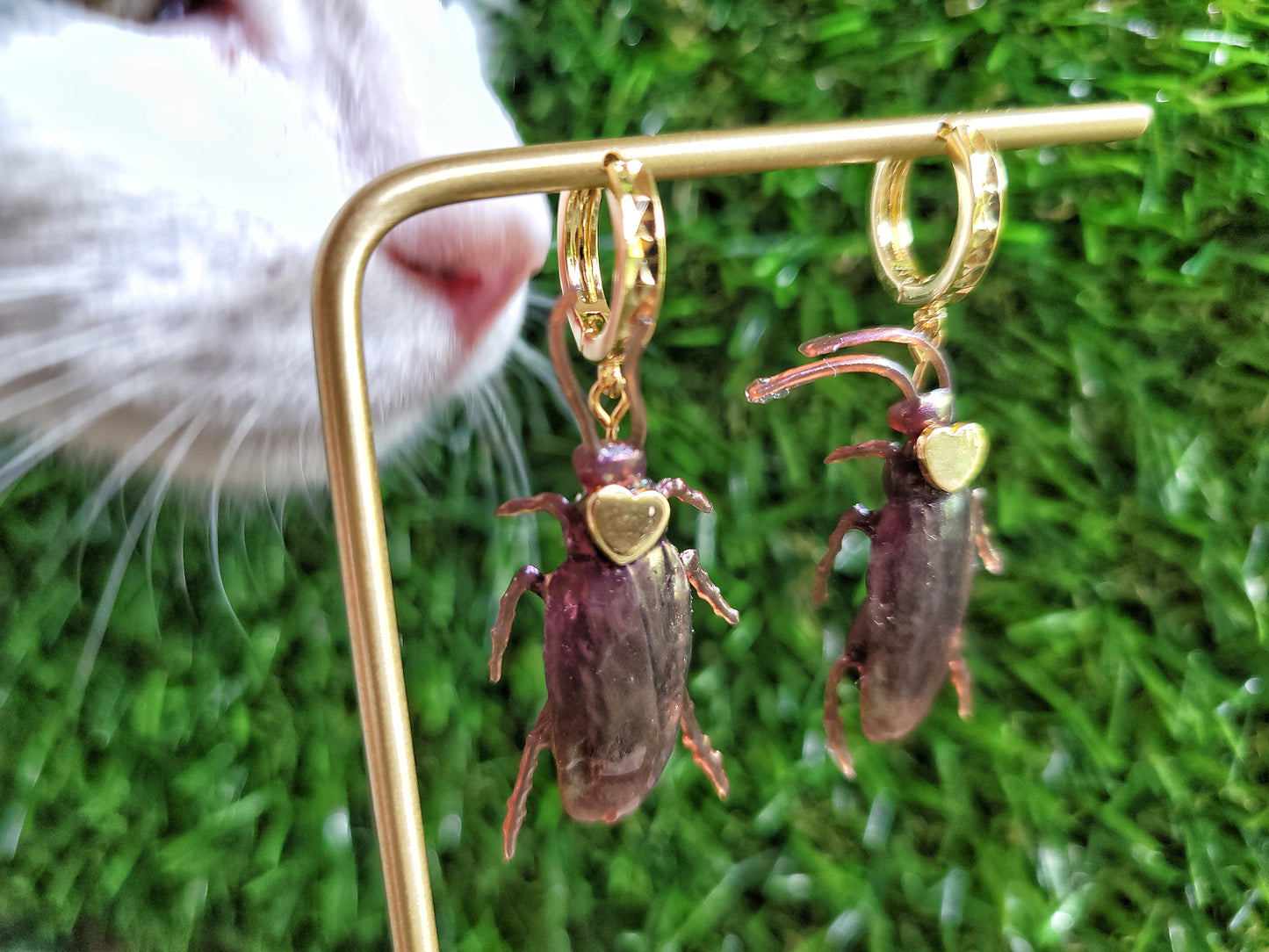 ✨ 🪳 exposure therapy 🪳✨ (iridescent purple cockroach earrings)