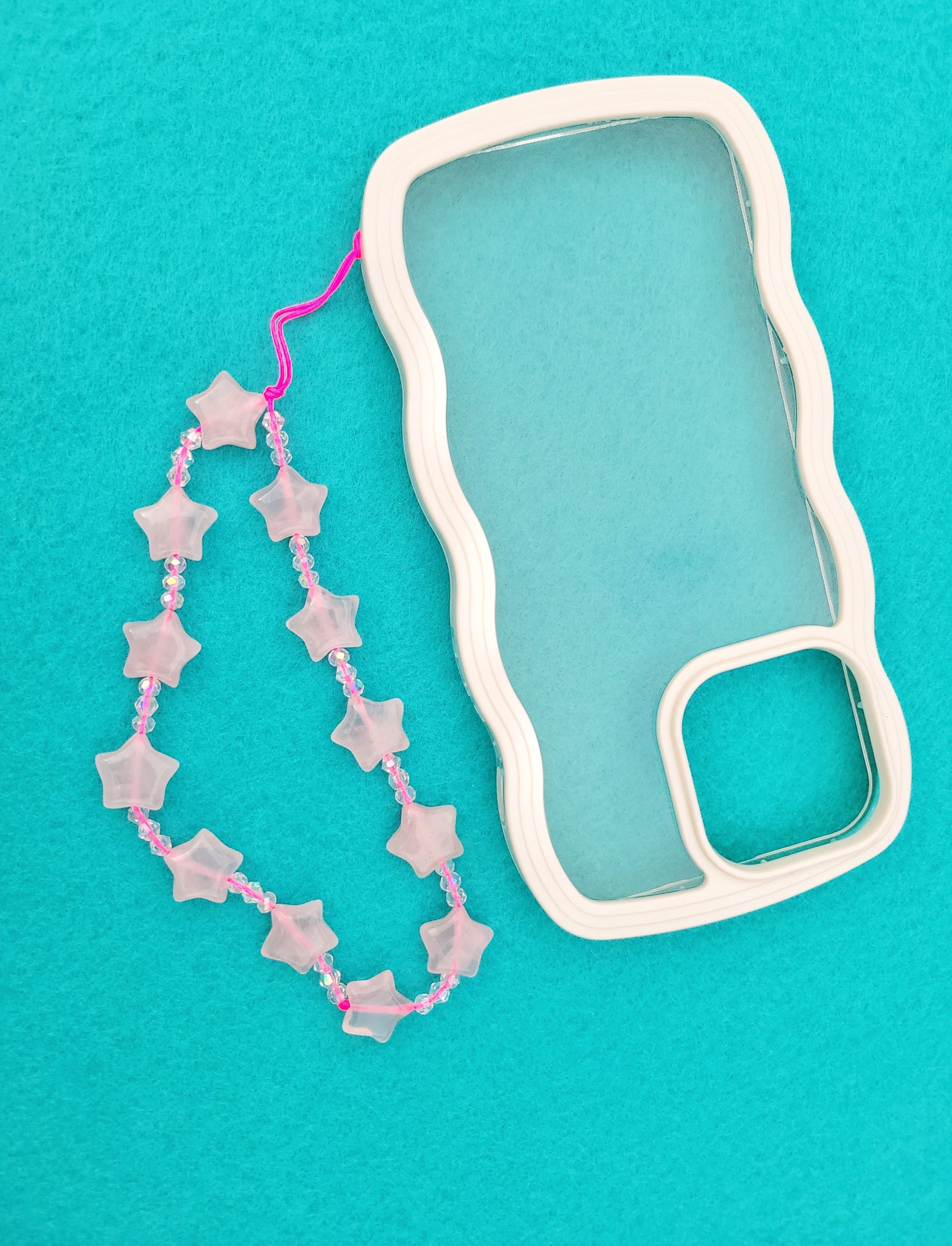 rose quartz star phone charm strap
