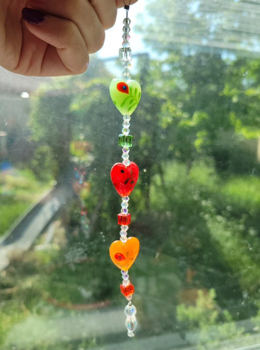 ☀️ red orange green hearts suncatcher ☀️