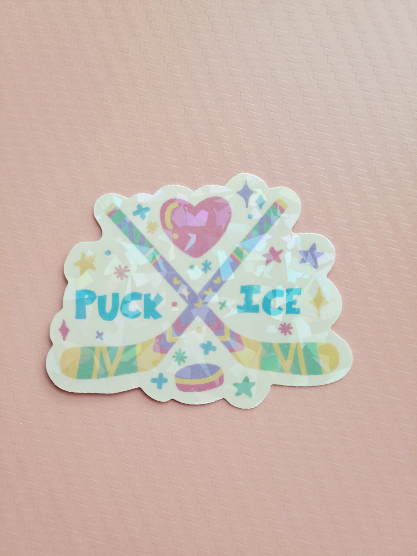 puck ice crackle holographic vinyl sticker