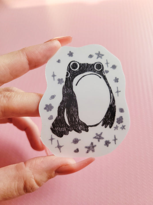 unimpressed frog matte sticker