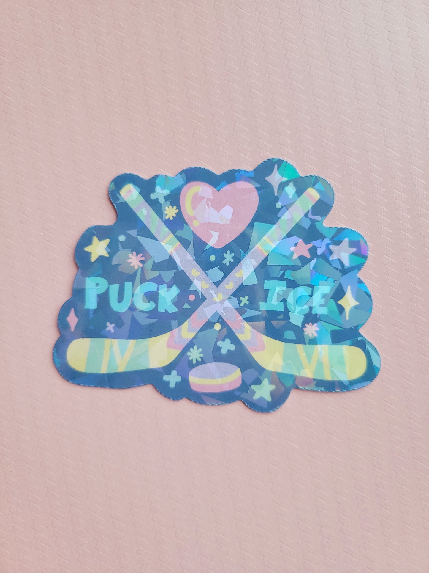 puck ice crackle holographic vinyl sticker