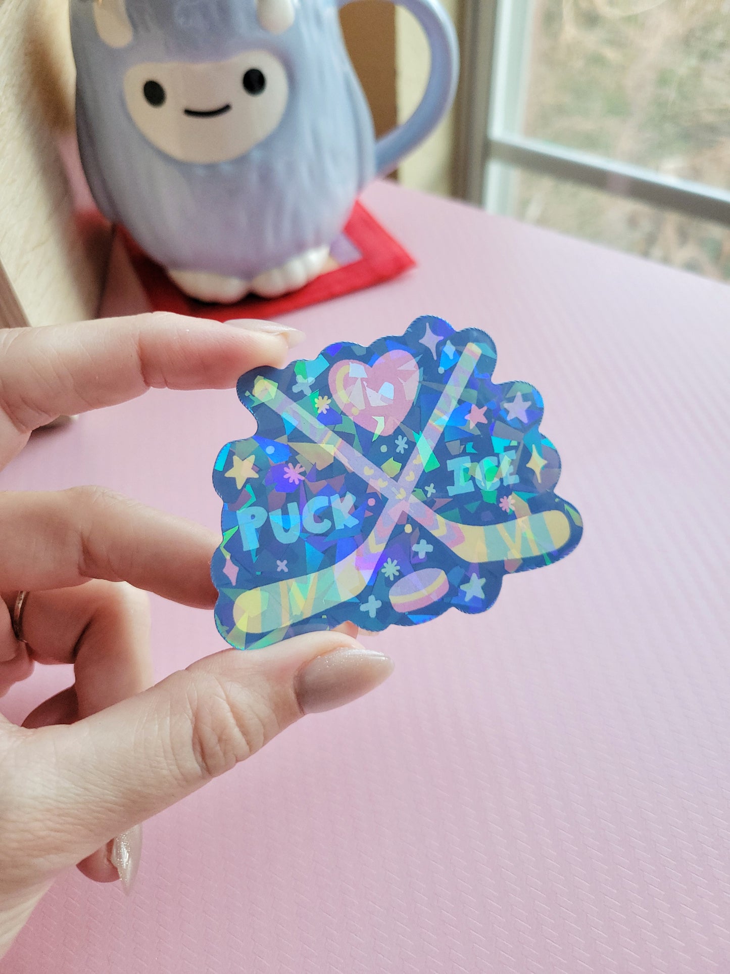puck ice crackle holographic vinyl sticker