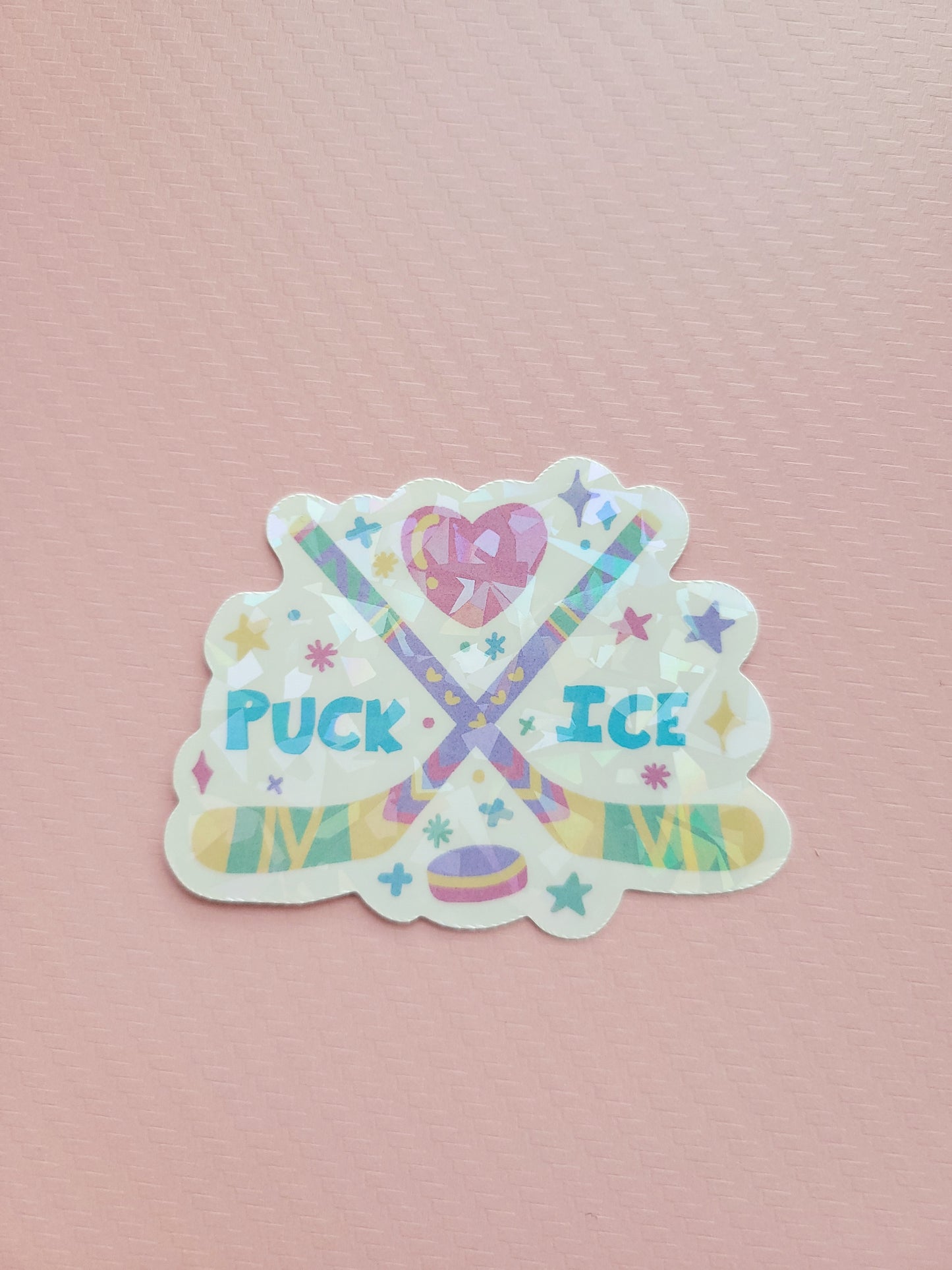puck ice crackle holographic vinyl sticker