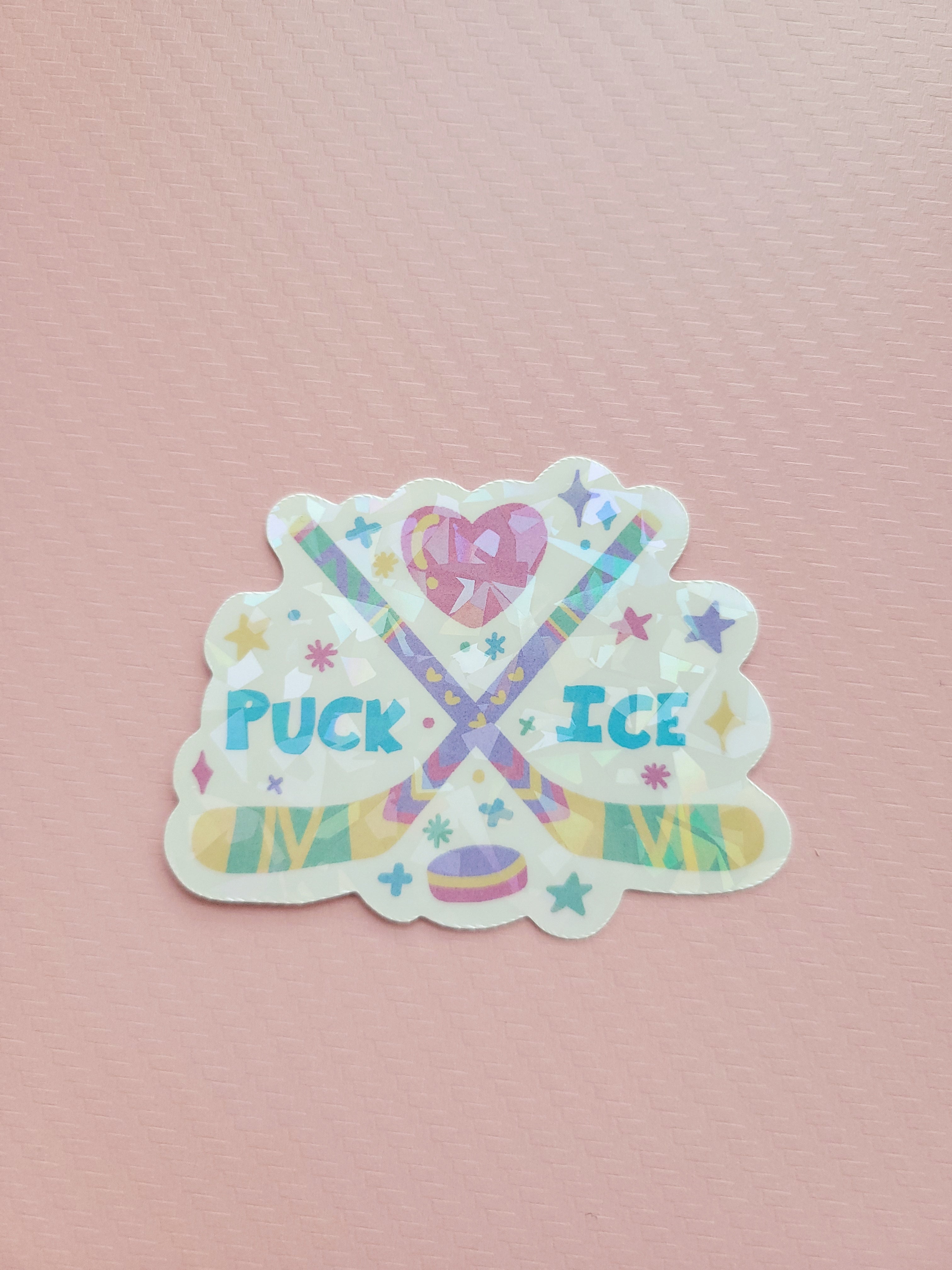 puck ice crackle holographic vinyl sticker