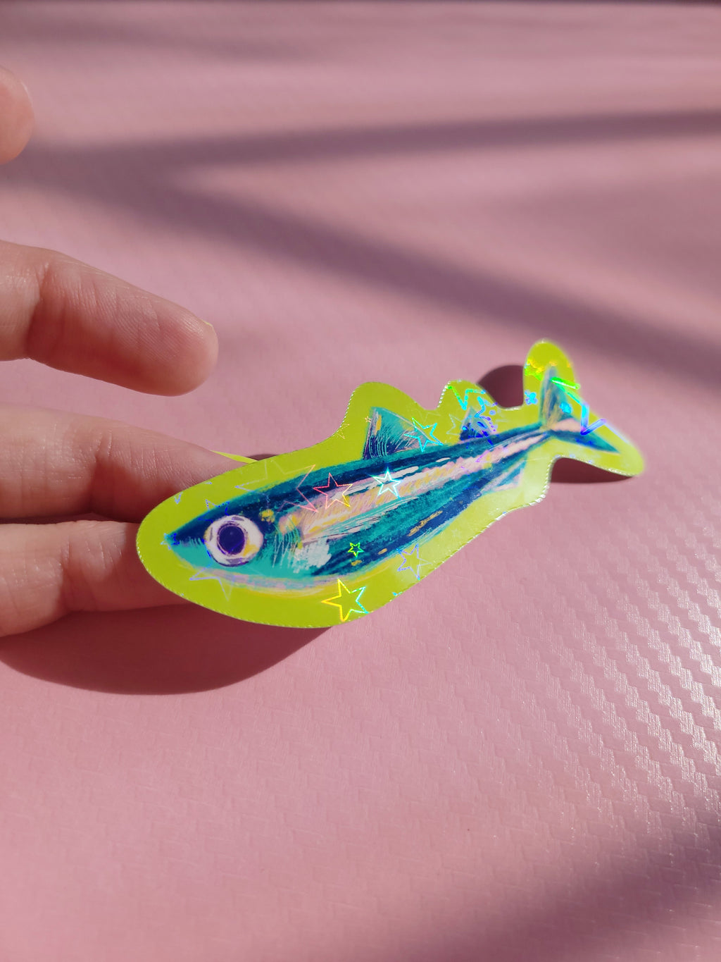 🌟holographic stars vinyl sardine sticker🌟