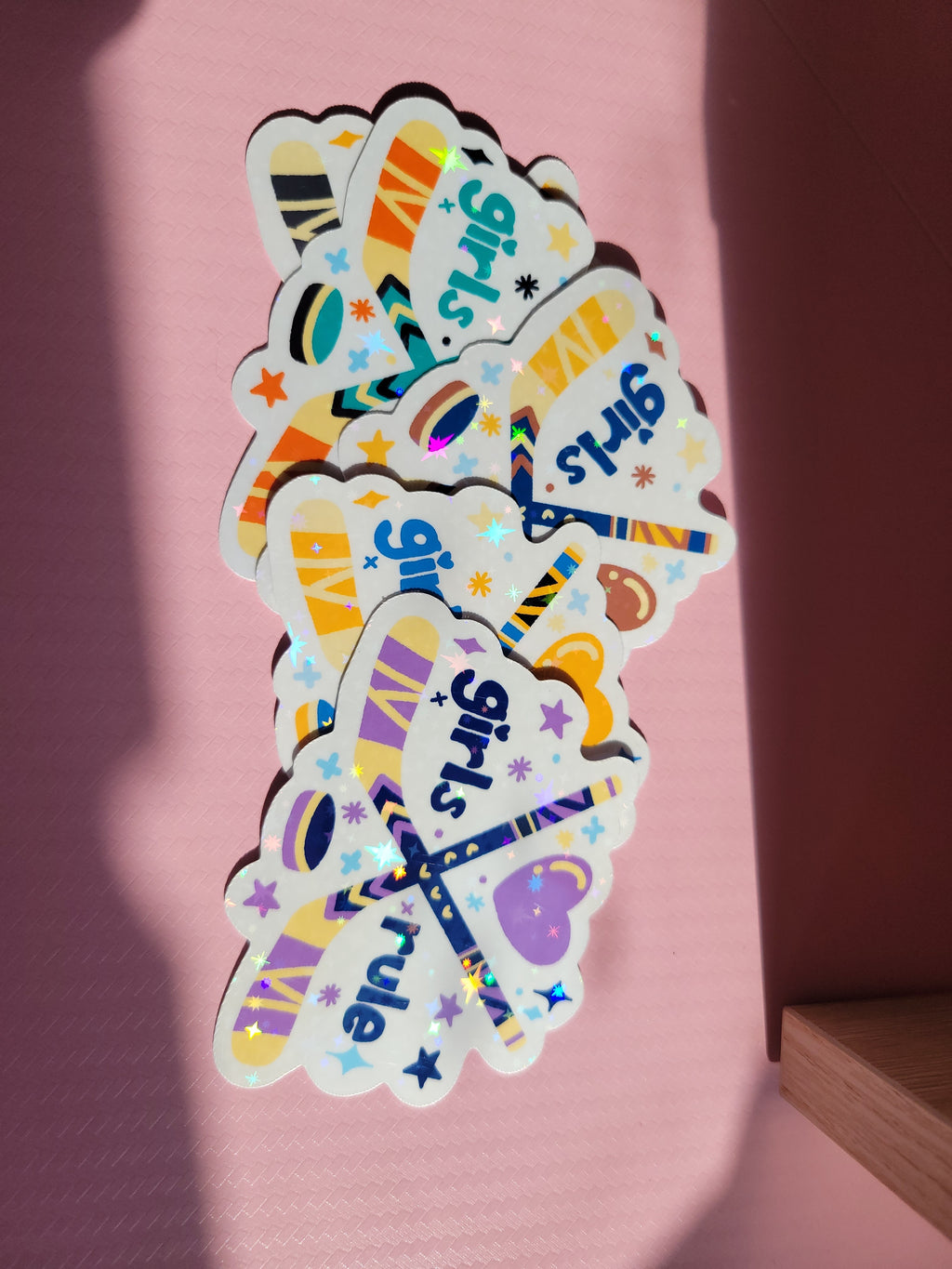 🏒 girls rule women's hockey sparkle holographic vinyl sticker 🏒