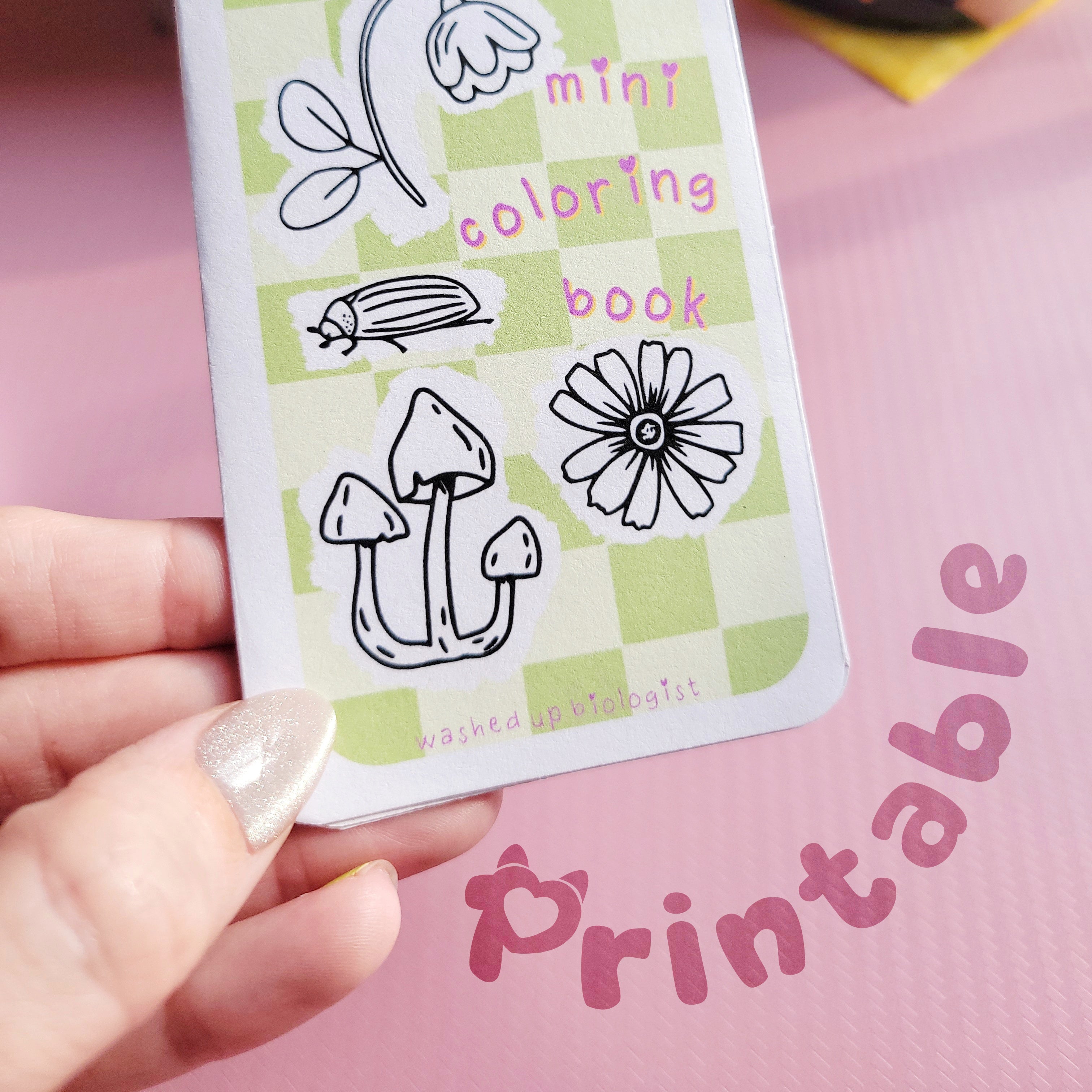 🍄 printable mini zine nature coloring book digital file 🌿