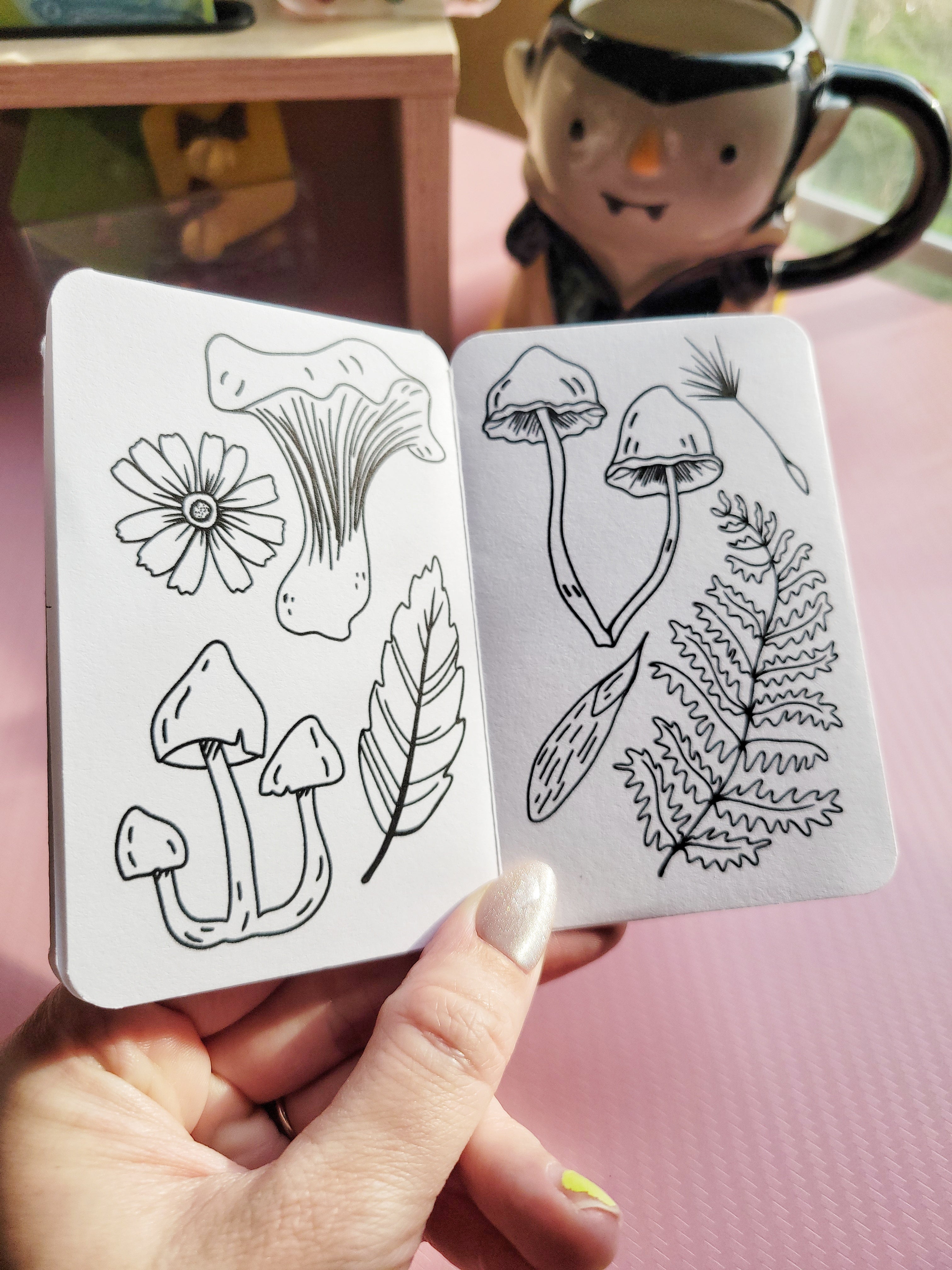 🍄 printable mini zine nature coloring book digital file 🌿
