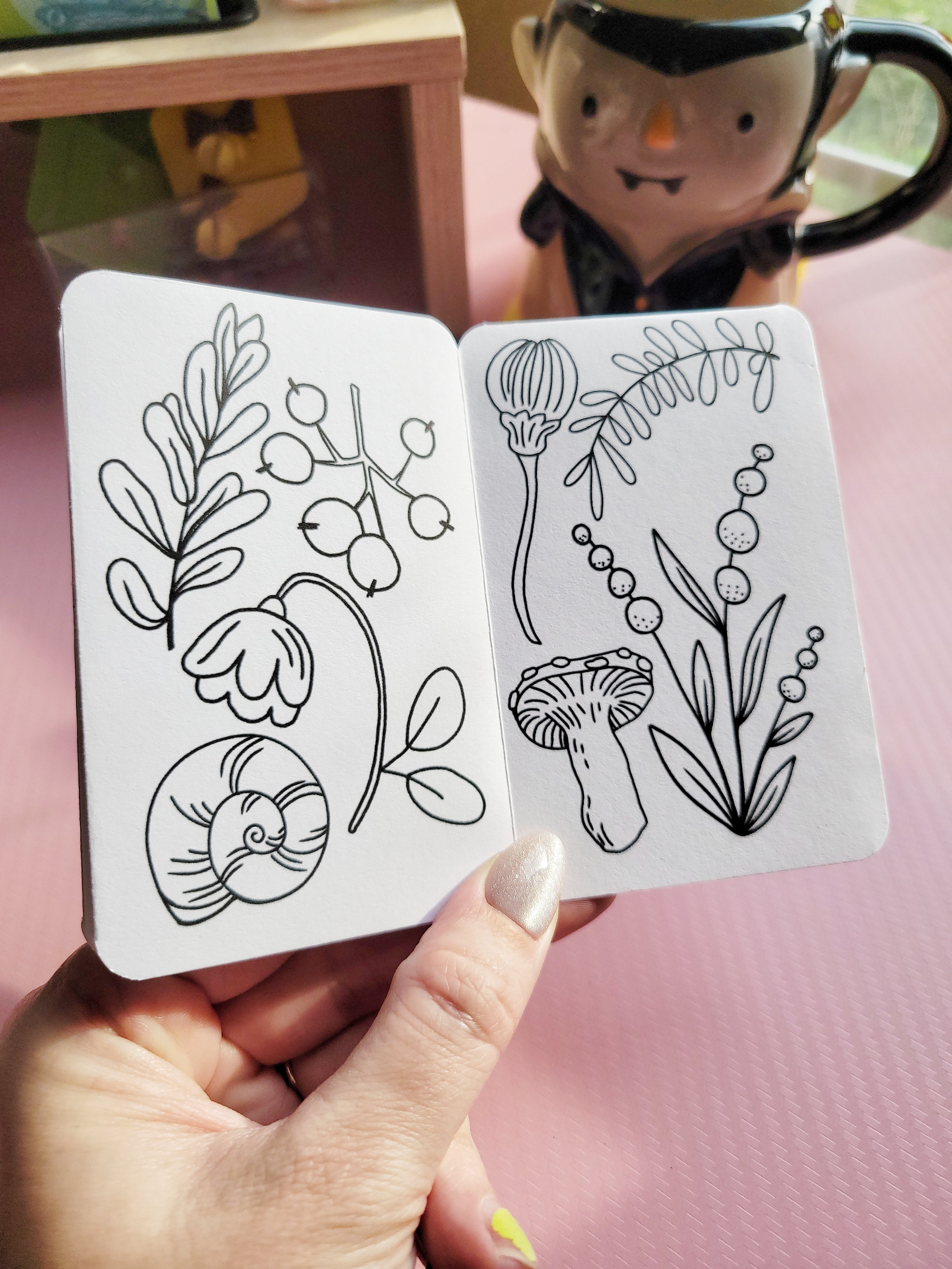 🍄 printable mini zine nature coloring book digital file 🌿