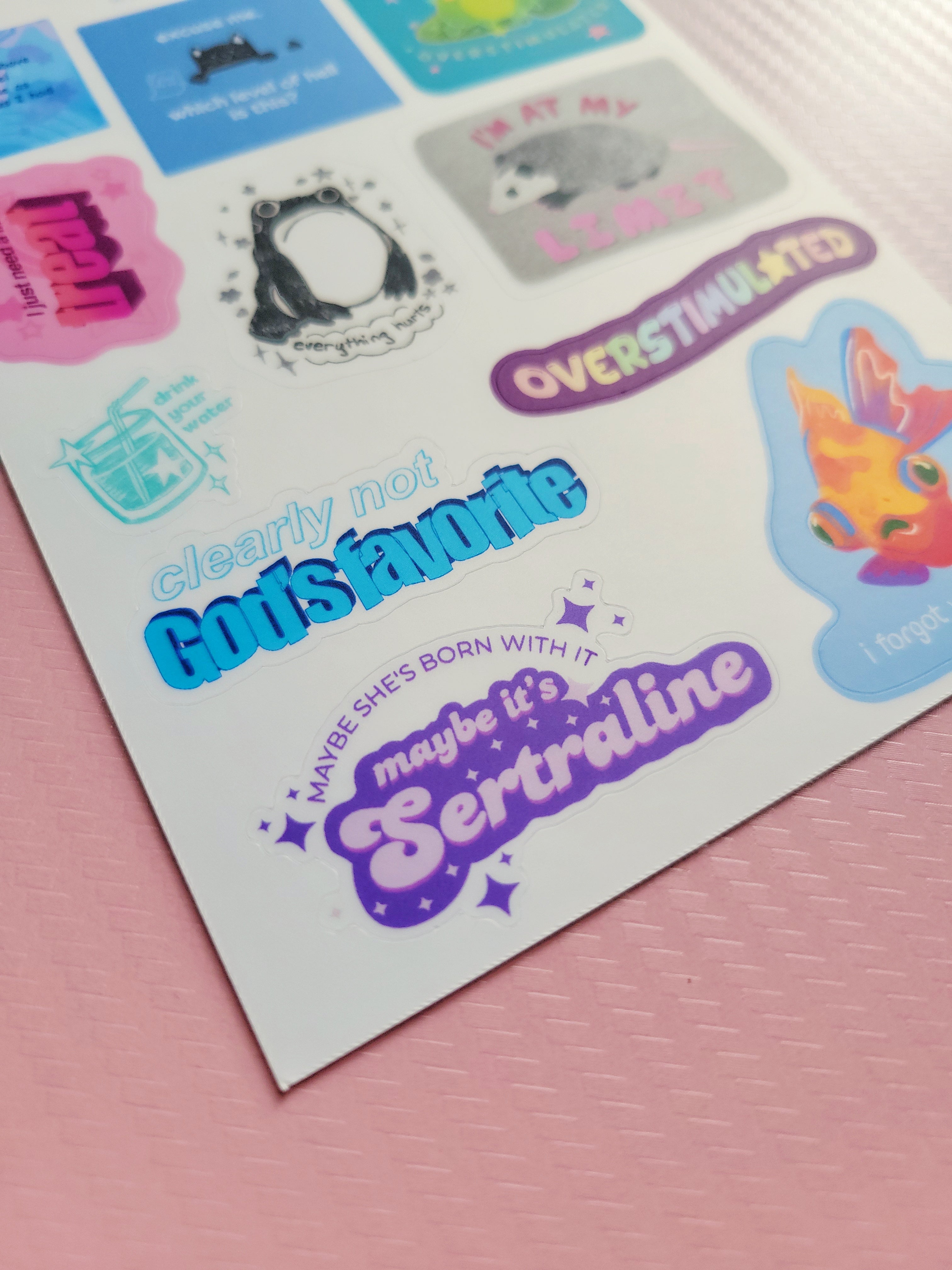 i'm just trying my best sticker sheet (4x6): mental health stickers