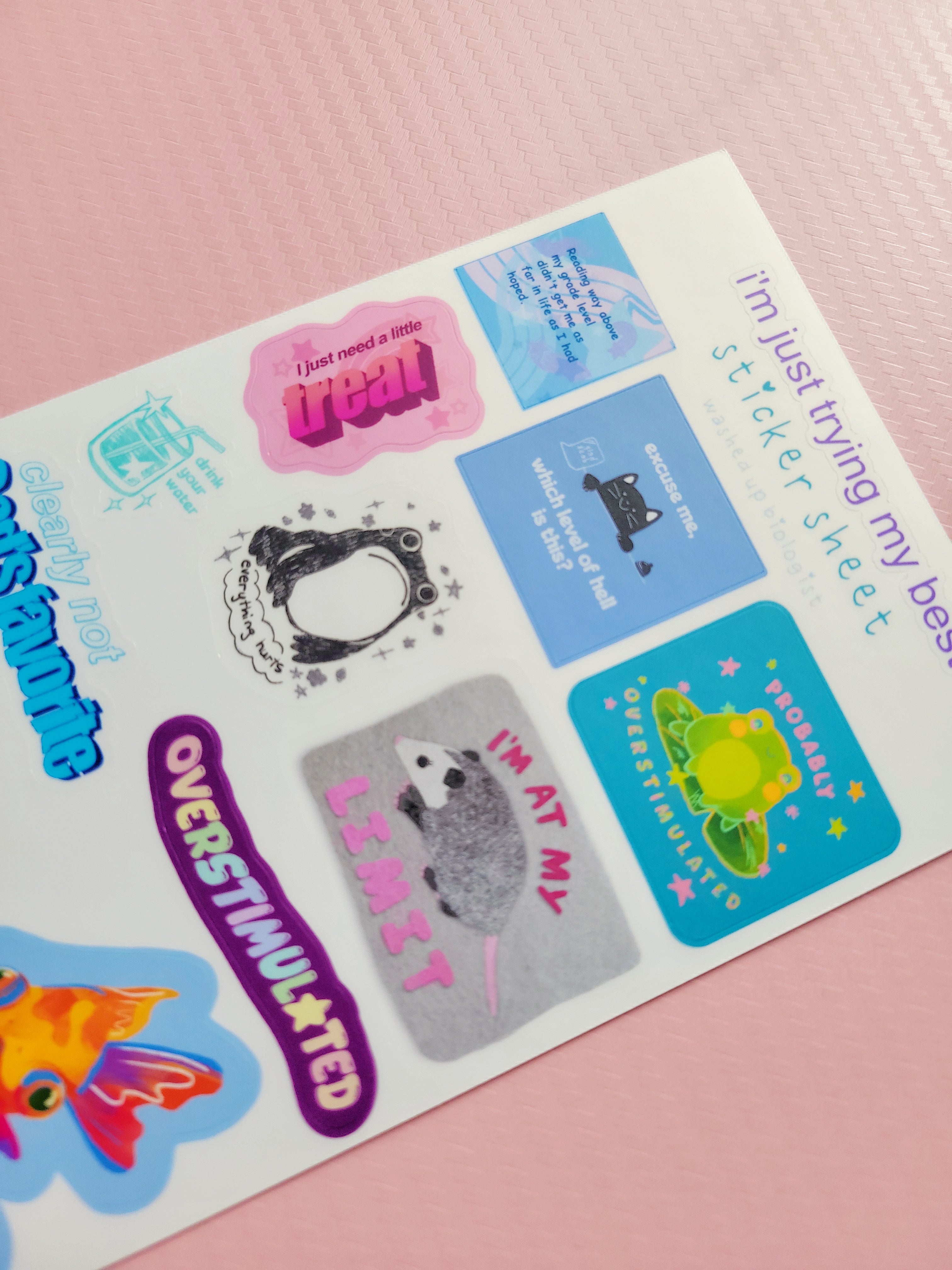 i'm just trying my best sticker sheet (4x6): mental health stickers