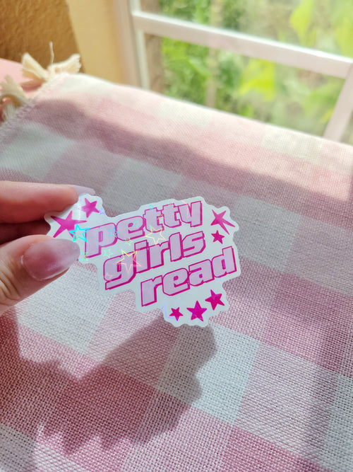petty girls read holographic vinyl sticker