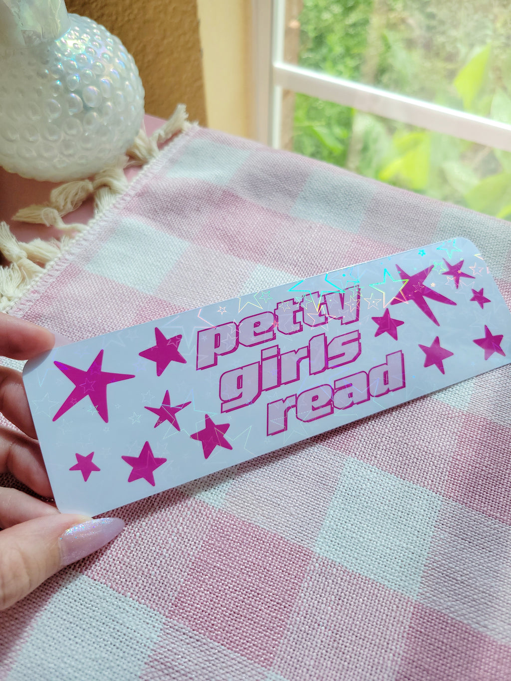 petty girls read holographic bookmark