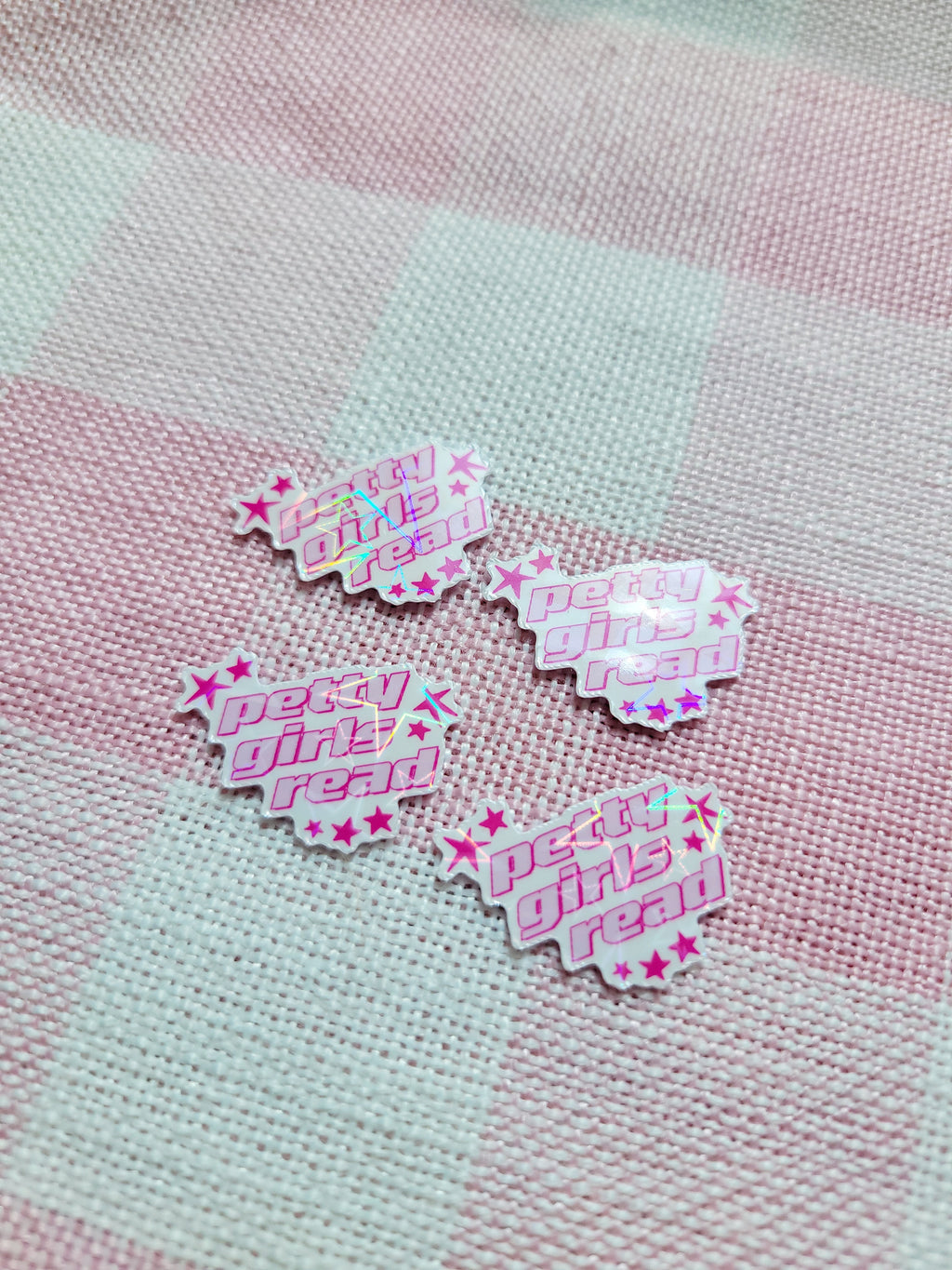 petty girls read holographic vinyl sticker