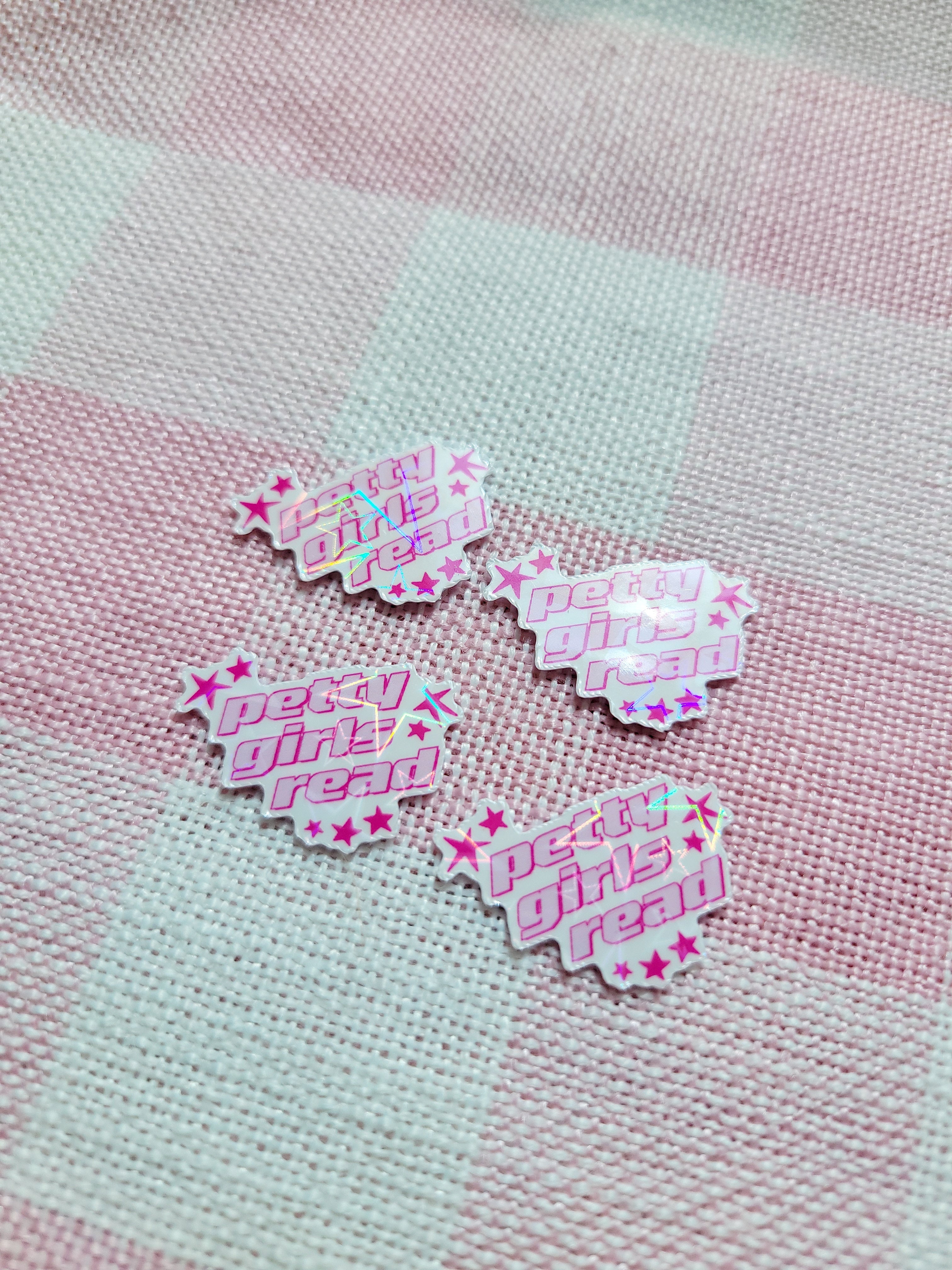 petty girls read holographic vinyl sticker