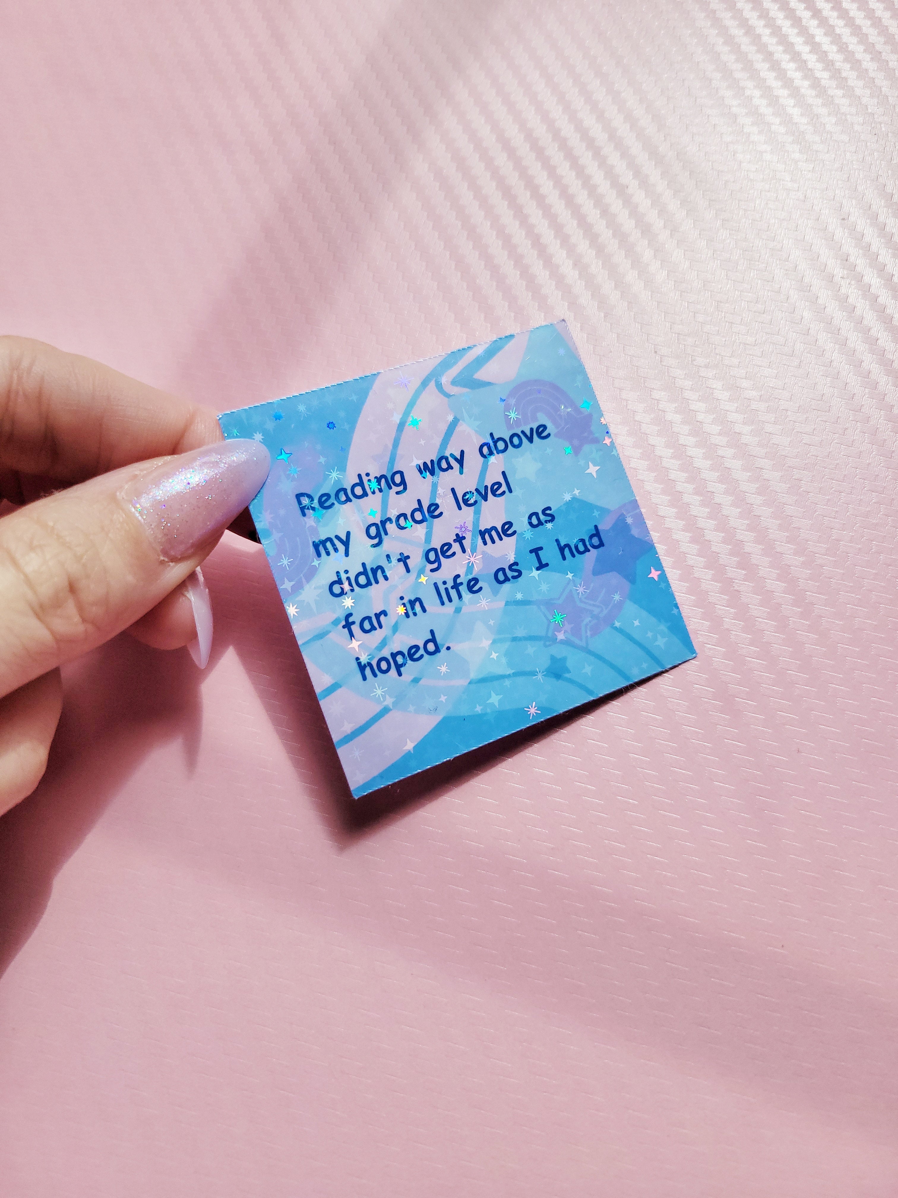 reading way above my grade level holographic sticker