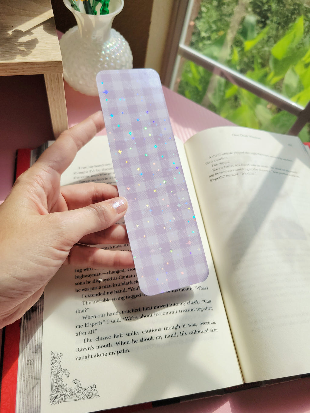 sparkly gingham bookmark for decorating with stickers; indecision friendly :)