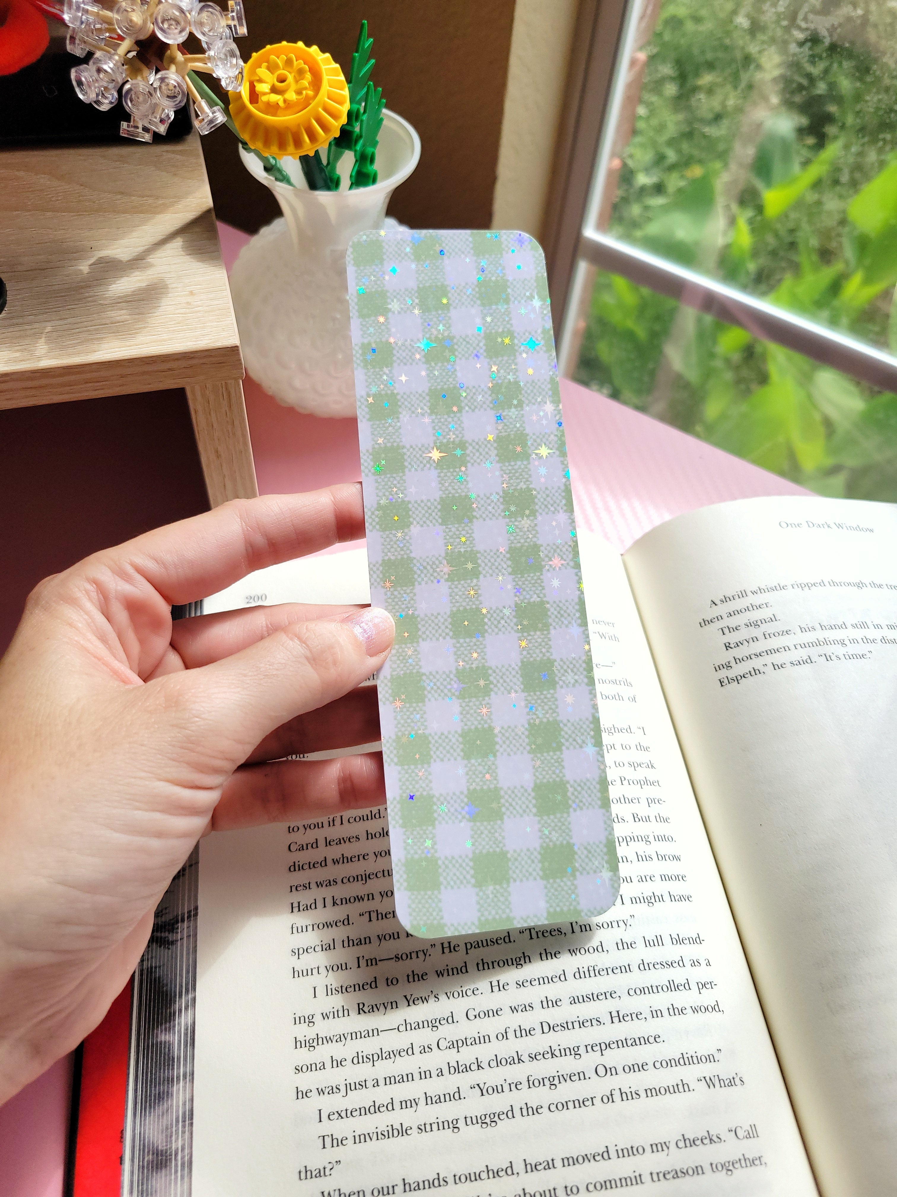 sparkly gingham bookmark for decorating with stickers; indecision friendly :)