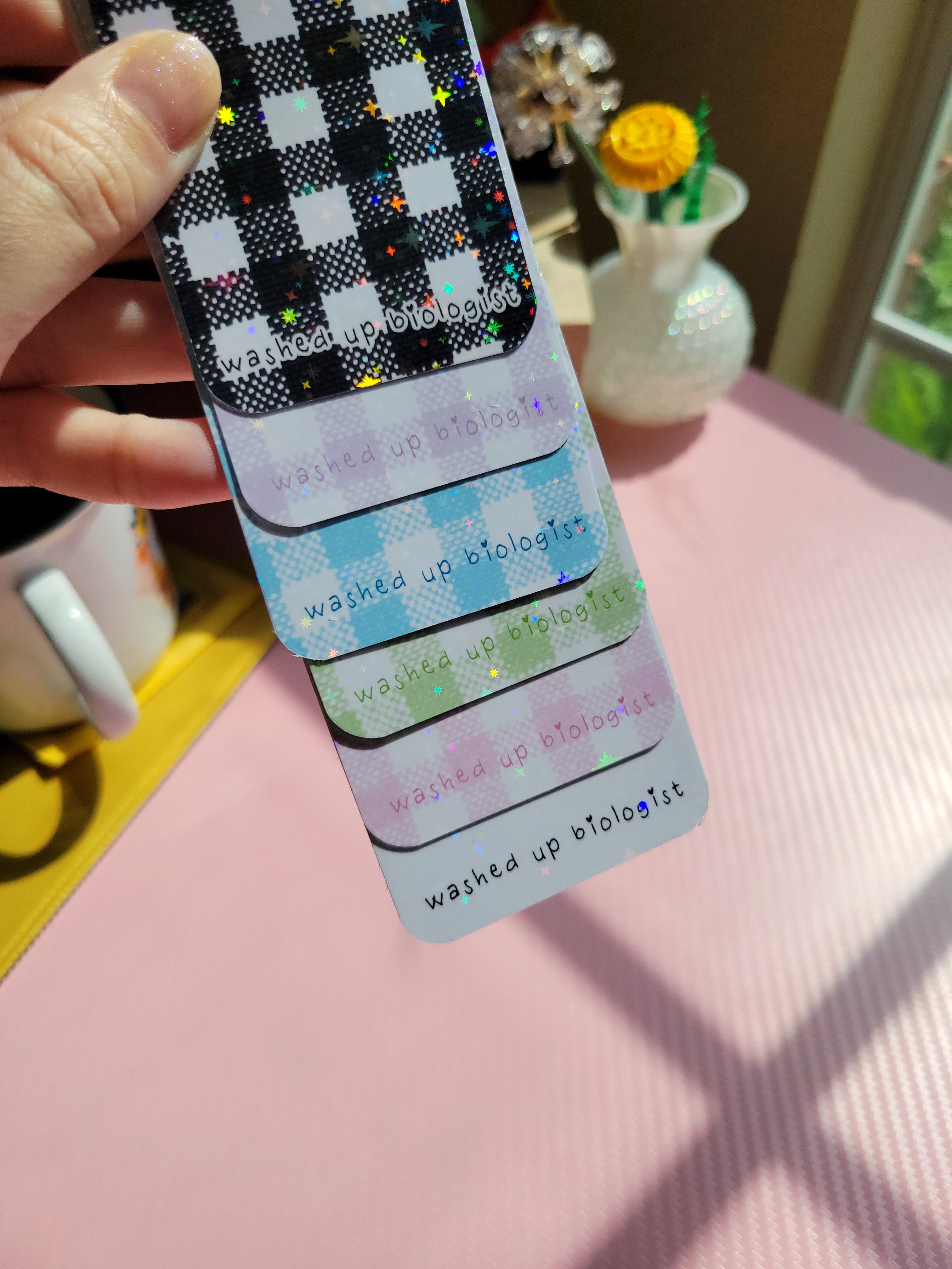 sparkly gingham bookmark for decorating with stickers; indecision friendly :)