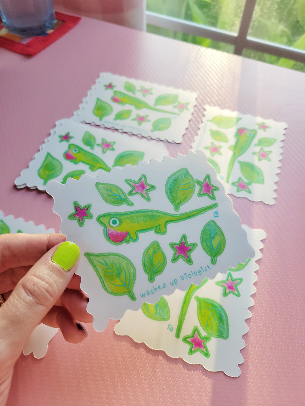 tiny anole lizard sticker sheet